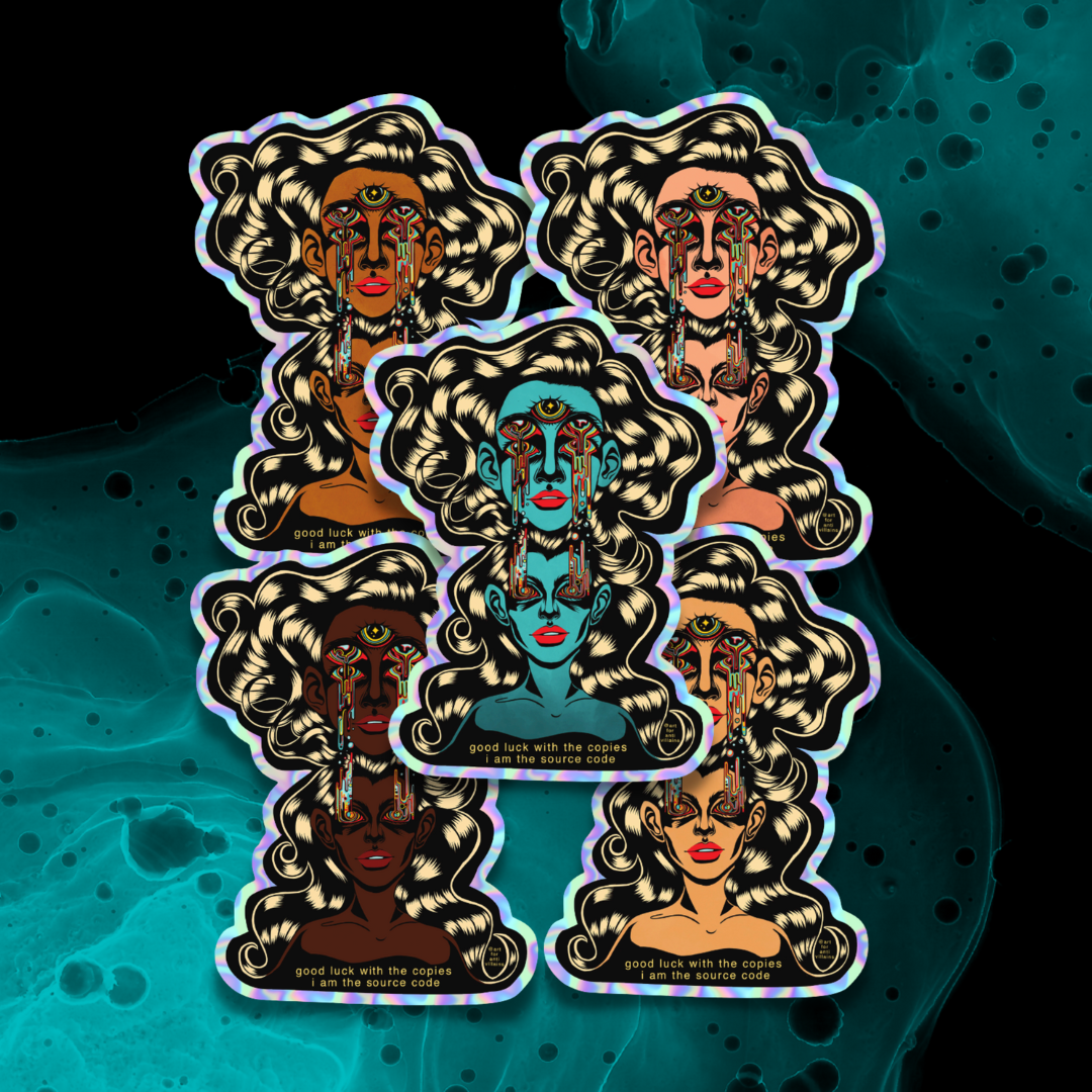 The Source Sticker SOURCE CODE - Holographic Sticker – Alicia Krupsky - Art for Anti-Villains